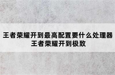 王者荣耀开到最高配置要什么处理器 王者荣耀开到极致